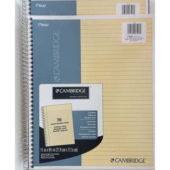 Bundle of 2-Cambridge Ivory Wirebound Notebook, 70 sheets (06196)-New - Picture 1 of 6